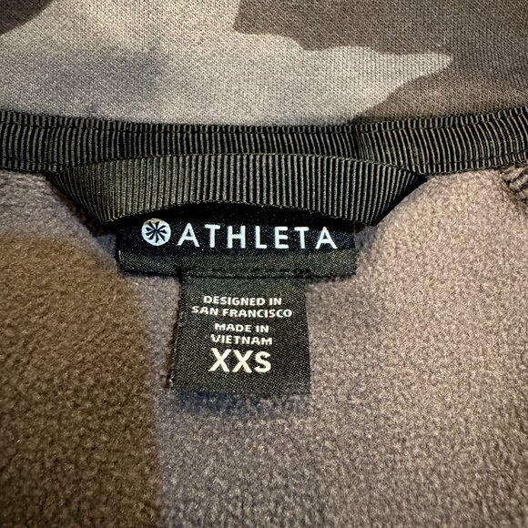 Athleta Triumph Hoodie Sweatshirt Full Front Zip Black Camo Women's Size XXS - Picture 5 of 11